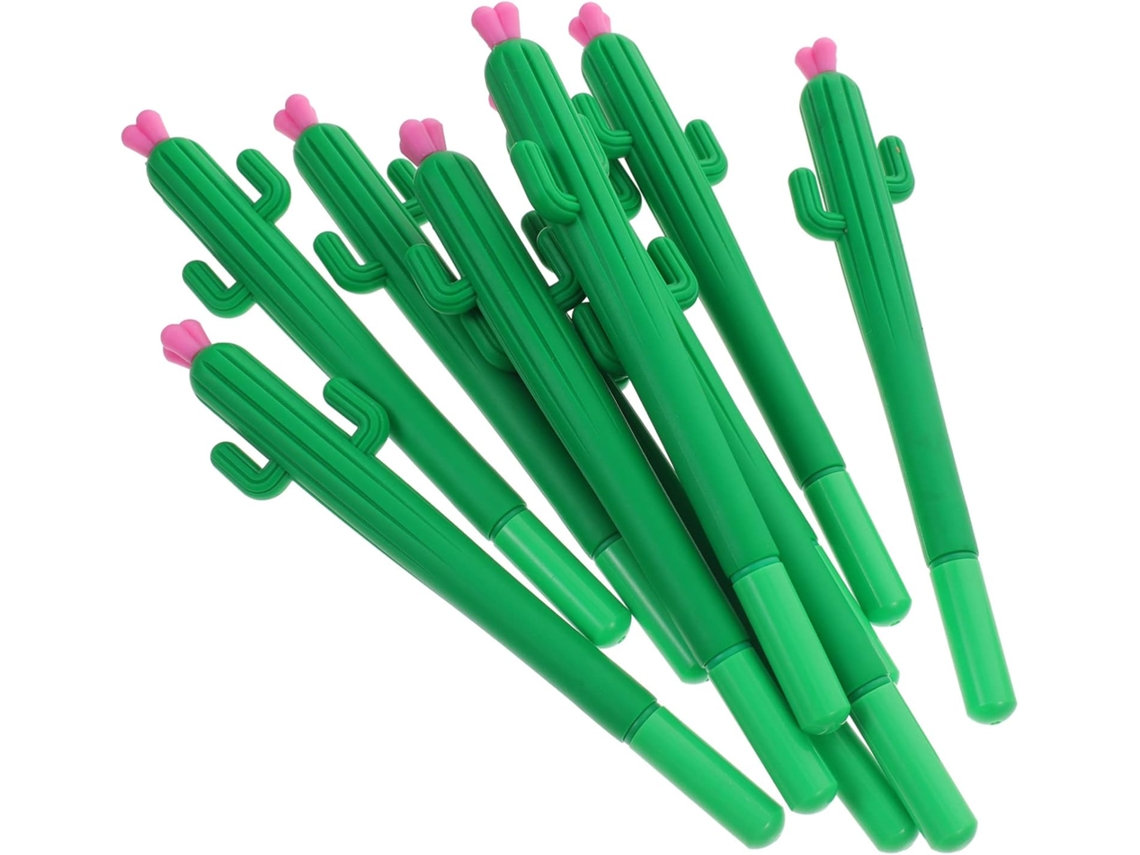 Conjunto De 10 Canetas Em Formato Cacto Da Doitool, Feitas Pvc. Gel