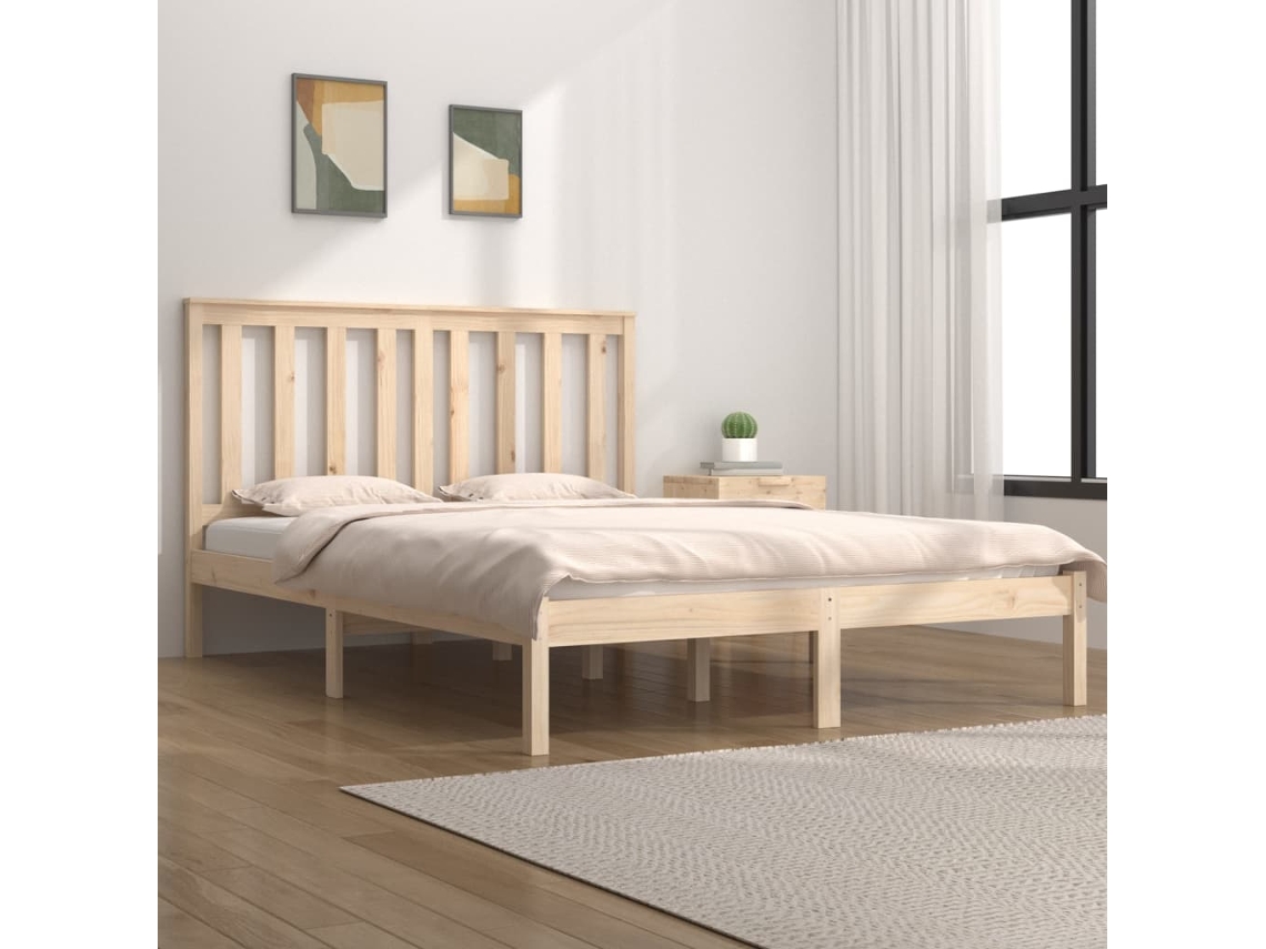 Vidaxl Estrutura De Cama Casal 135x190 Cm Pinho Maciço