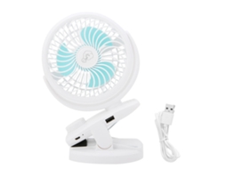 Ventilador Usb Recarregável Clip Rotativo 360 Branco