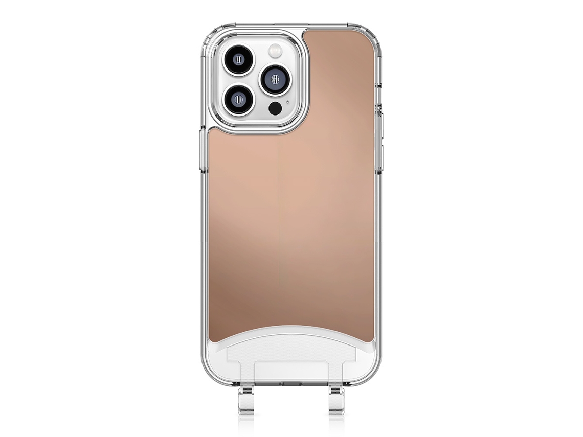 Lurelia Capa Tpu Com Cordão Para Iphone, Metal, Antichoque, Espelho, Transparente
