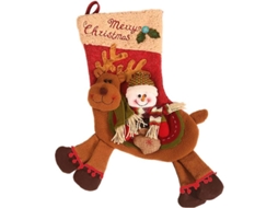 meias de Natal com Renas e Bonecos de Neve Decorativas para Festa Natalina 57x24cm