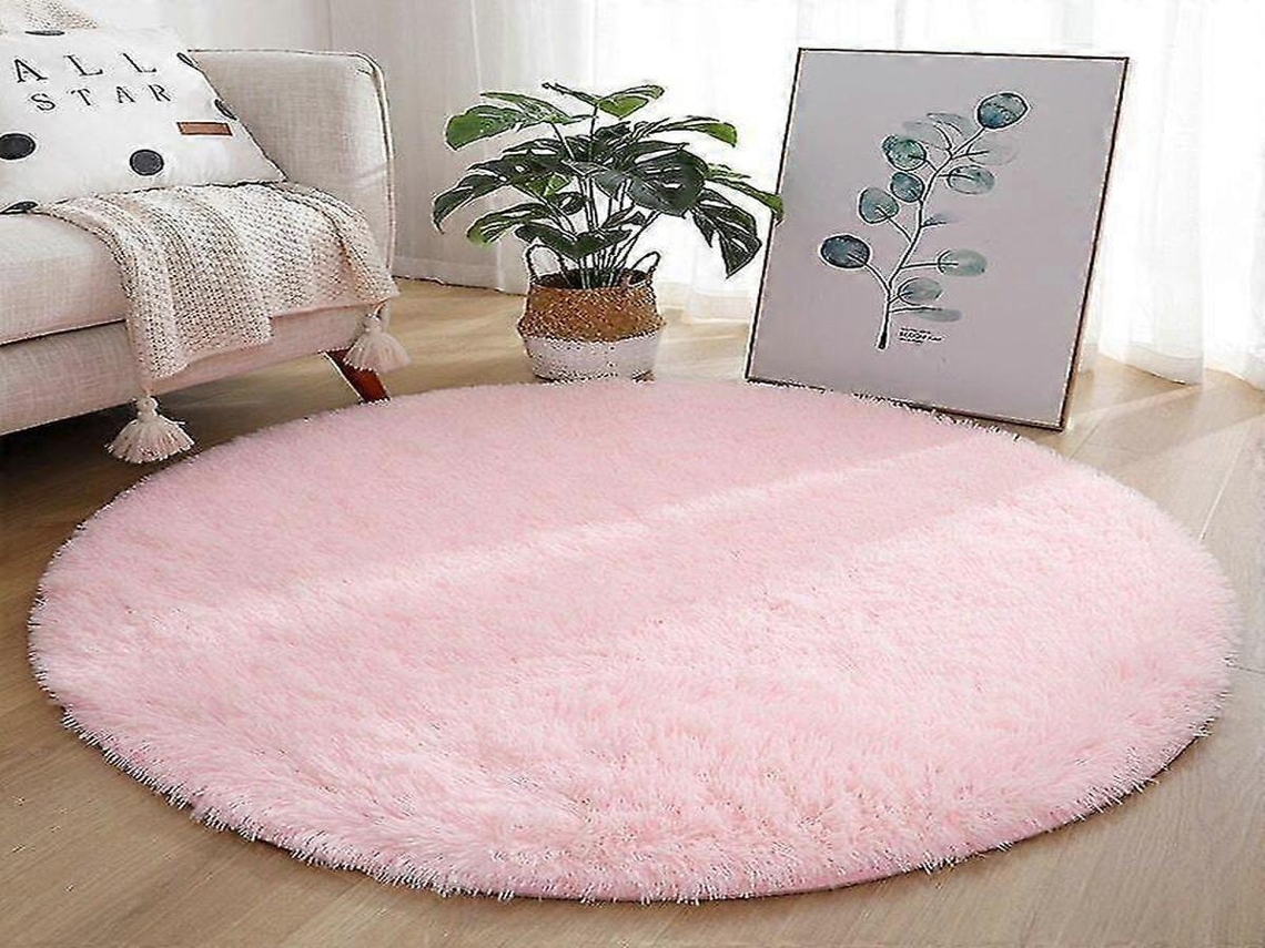 Lurelia Tapete Redondo Infantil Macio Pvc Poliéster Rosa Claro Sala Quarto R412