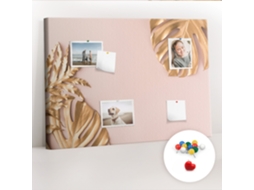 Lousa De Cortiça Folhas Tropicais Douradas Para O Corredor Espelharte (70x100 Cm)