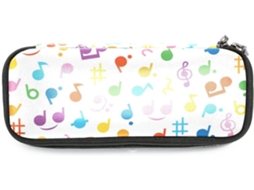 Porta-lápis grande com design de notas musicais animadas, ideal para escola, mesa, adultos e meninas.