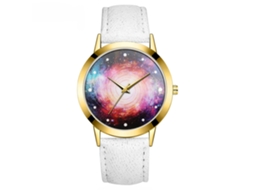 Relógio de pulso feminino Gaiety em liga metálica com mostrador redondo e pulseira de PU (branco)