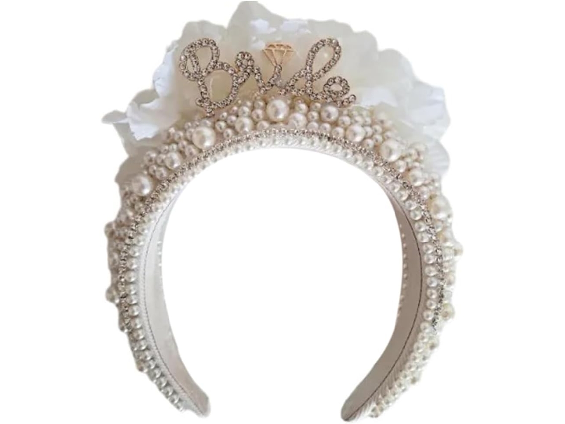 Tiara de Noiva Elaborada com Flores 3d e Pérolas. SFUSHOS