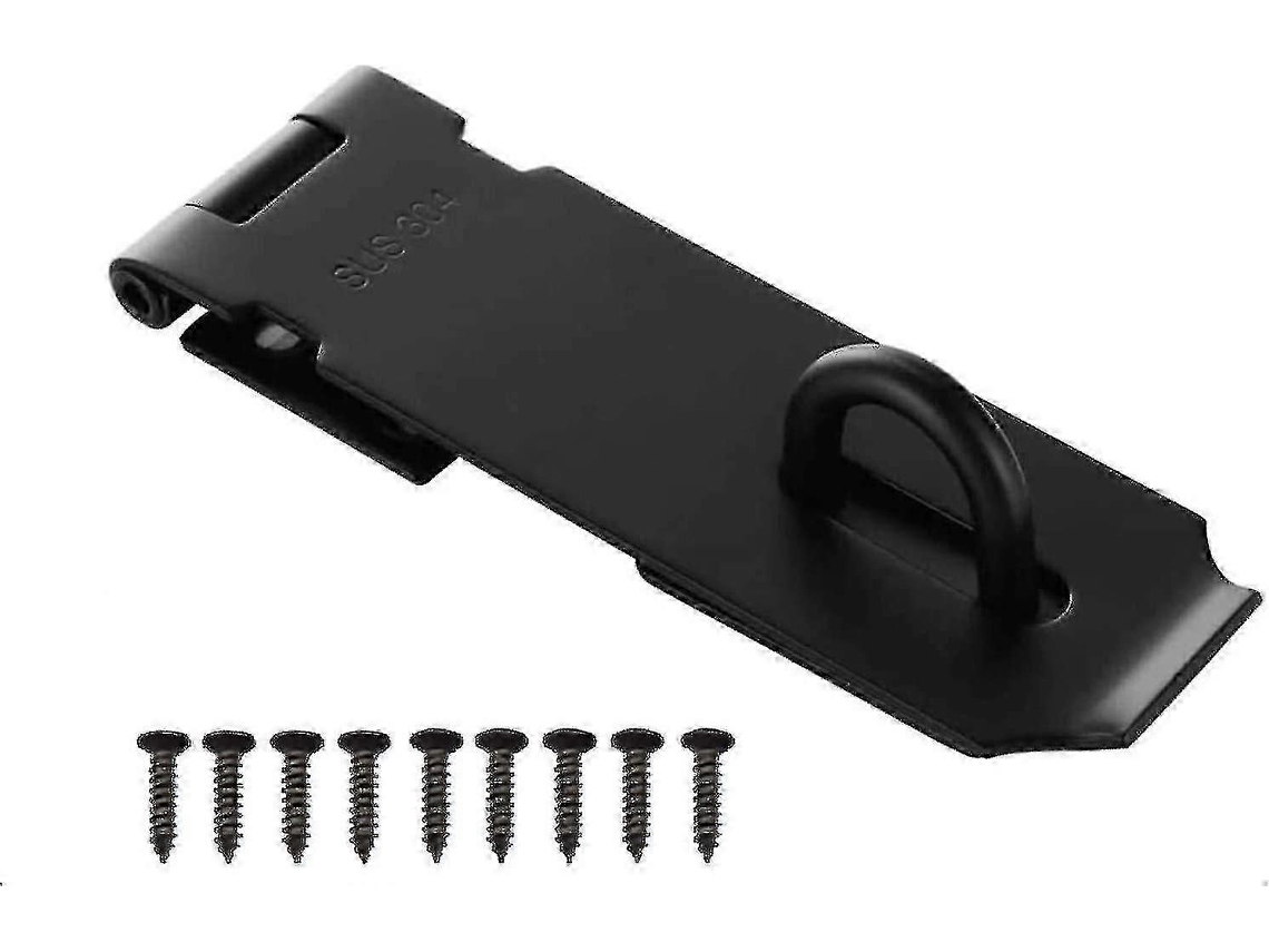 Fechadura De Hasp Para Porta, 5 Polegadas, Em Aço Inoxidável, Com Parafusos, Preta - Ripj