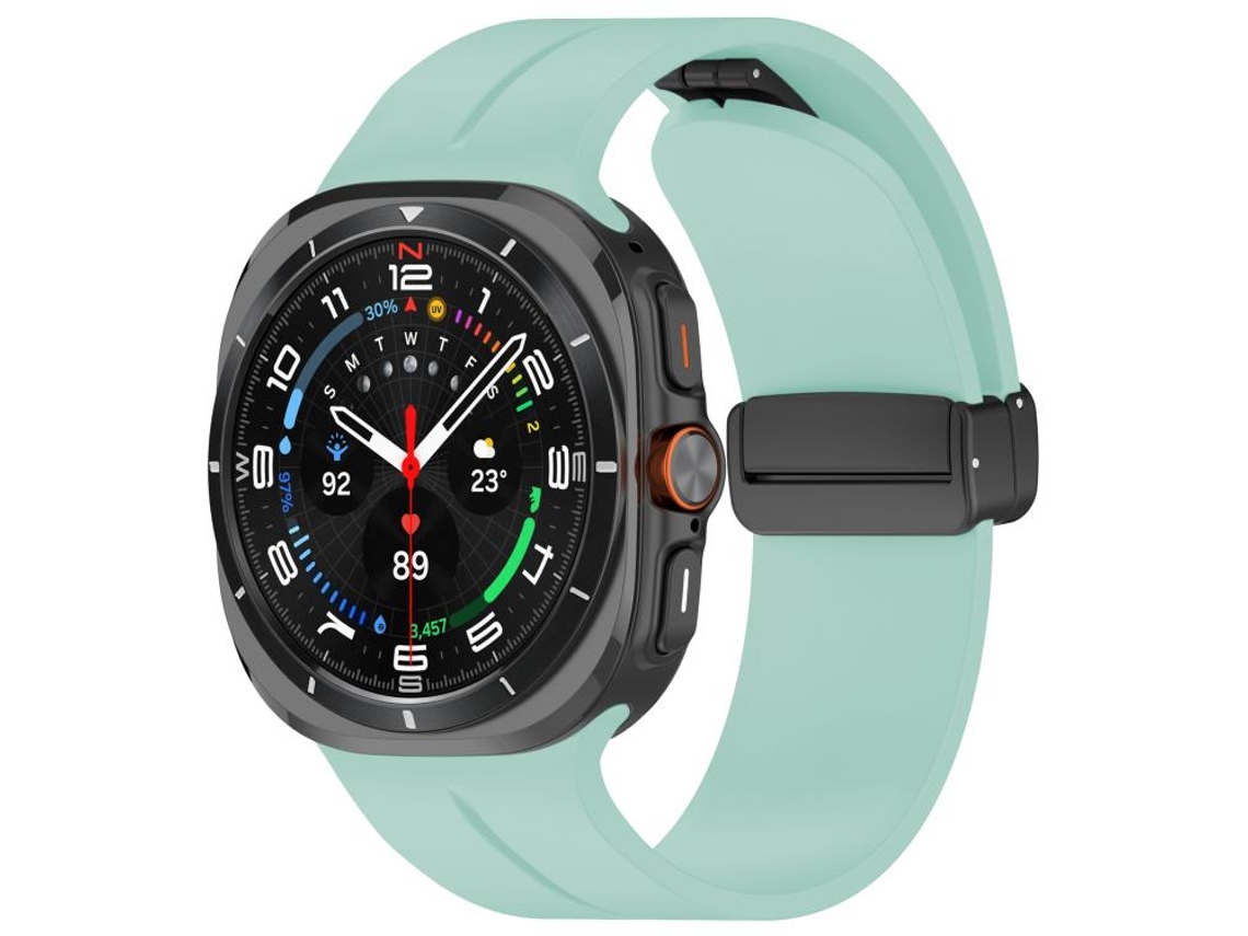 Bracelete Silicone Verde Esmeralda para Samsung Galaxy Watch Ultra XIAOMOYU 47mm com Fivela Preta e Ranhuras Planas