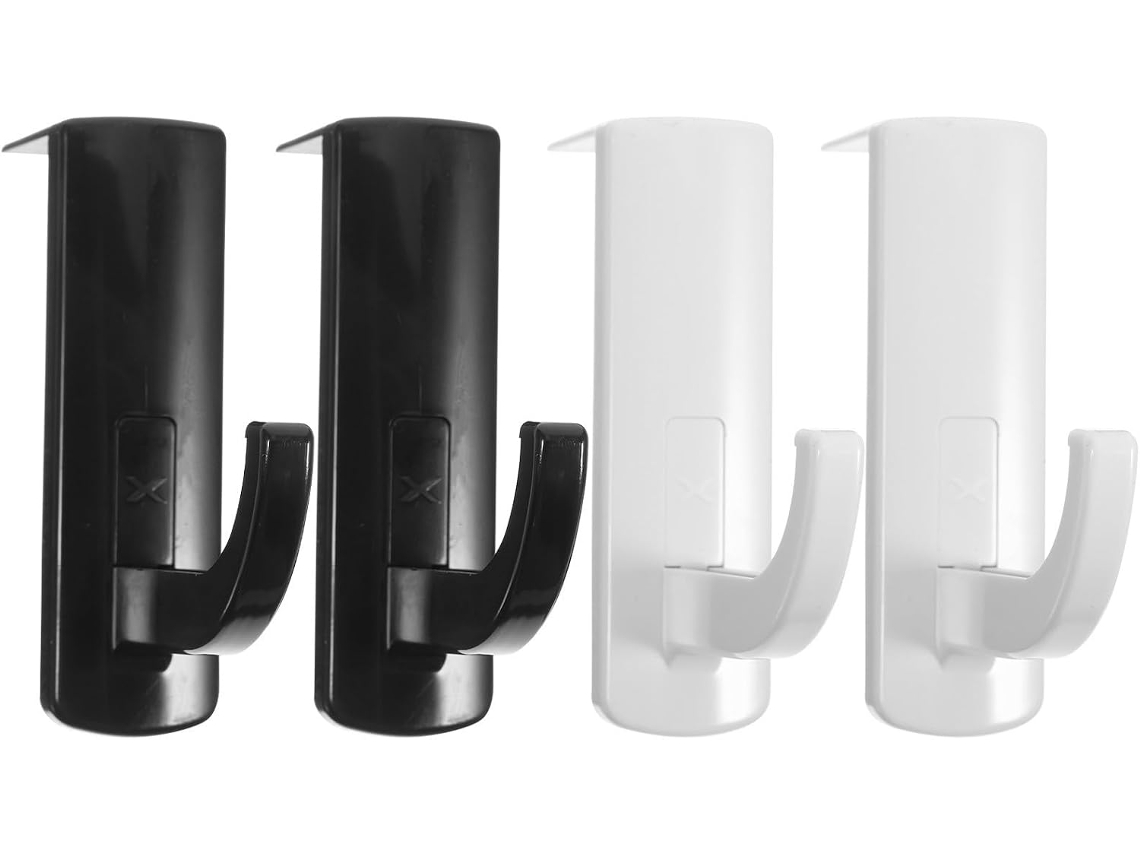 Conjunto De 4 Ganchos Para Fones De Ouvido Secfou Em Plástico Preto, Leves E Práticos, Ideais Para Escritório E