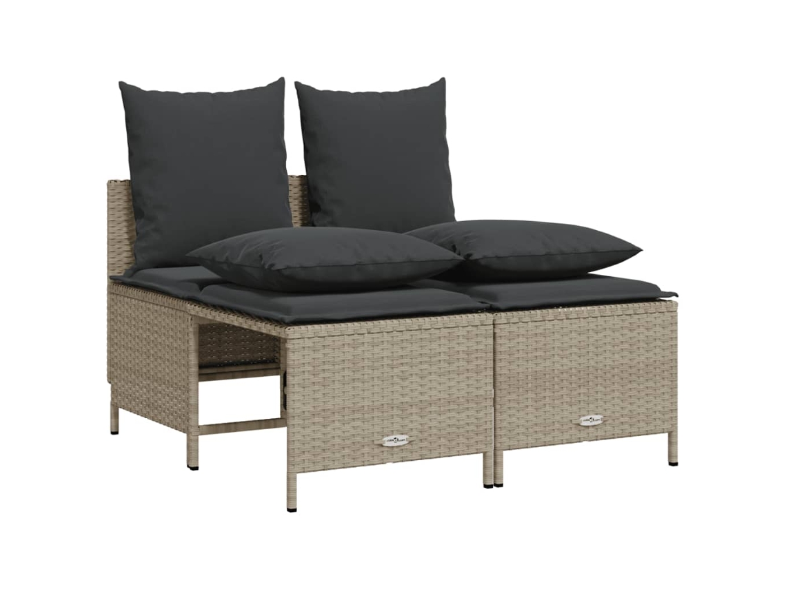 Conjunto de 4 Sofás Jardim com Almofadões Vime Pe Cinzento Claro MAISON EXCLUSIVE (4 pcs)