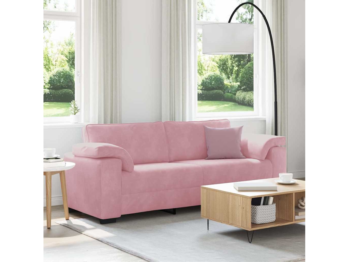 Sofá De 3 Lugares | Sofá Da Sala | Sofá De Relaxamento 178 Cm Veludo Rosa Wsd784461 Lovely Home