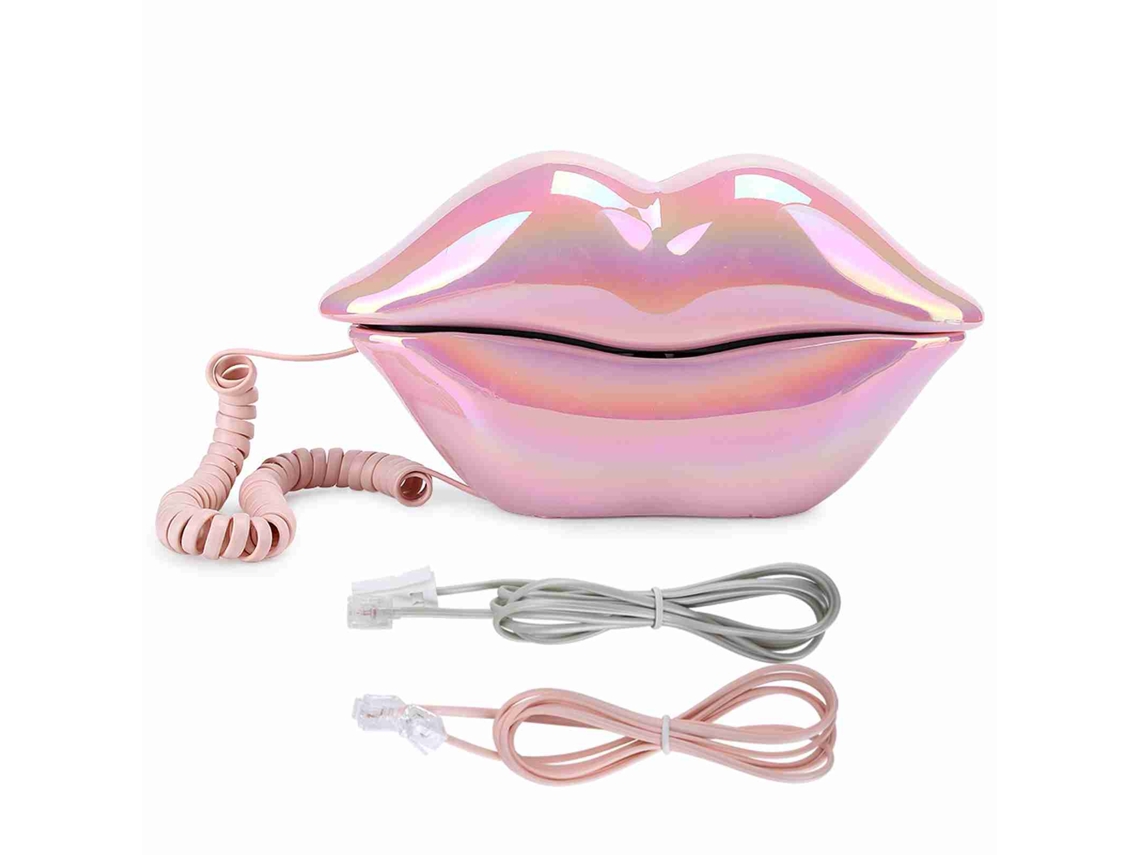 Telefone De Boca Rosa Eletroplatado Wx-3016 Estiloso Com Função De Armazenamento De Números