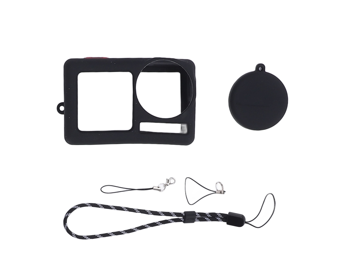 Silicone Protective Sleeve Cover For Action 5 Pro Anti Drop Camera Lens Protector Cap Camera Accessories With Wrist Strap Anti Lost Rope Black