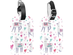 Conjunto De 2 Etiquetas Bagagem Em Imitação Couro Alpaca Branco