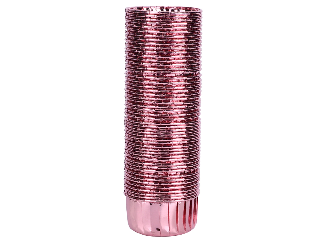 50 Copos De Bolo Refratários Pastel Duas Faces Rosa Dourado