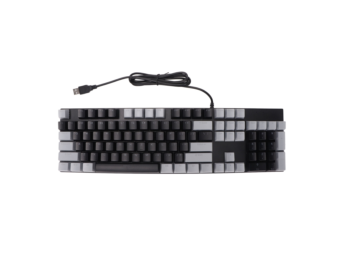 Teclado mecánico para juegos, 104 teclas, interruptores azules, RGB, USB, resistente a arañazos, negro y gris | S/MARCA