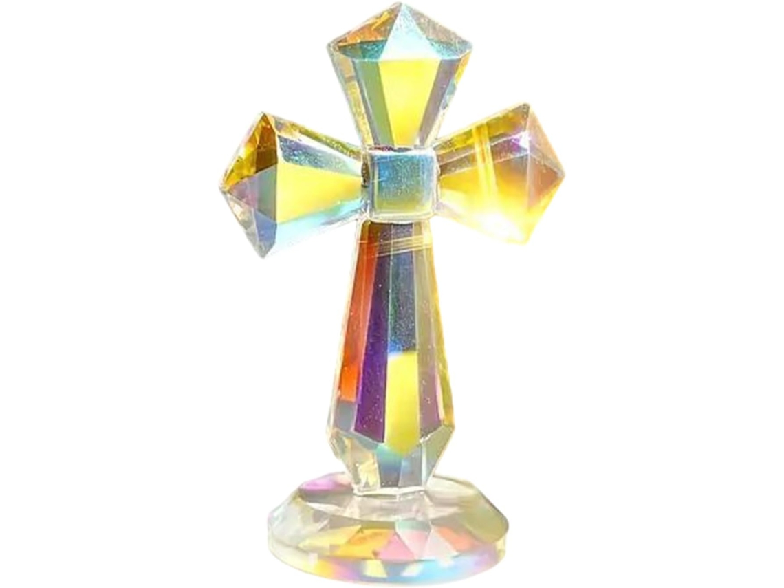 Cristã De Mesa Grande De 15,2 Cm De Crucifixo Com Design Facetado De 360° Gokoco (6 Polegadas)