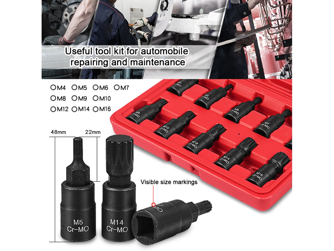 Conjunto De Chaves De Roda Laxiscreed 10 Peças 3/8" Em Aço Cromolybdeno, Universal