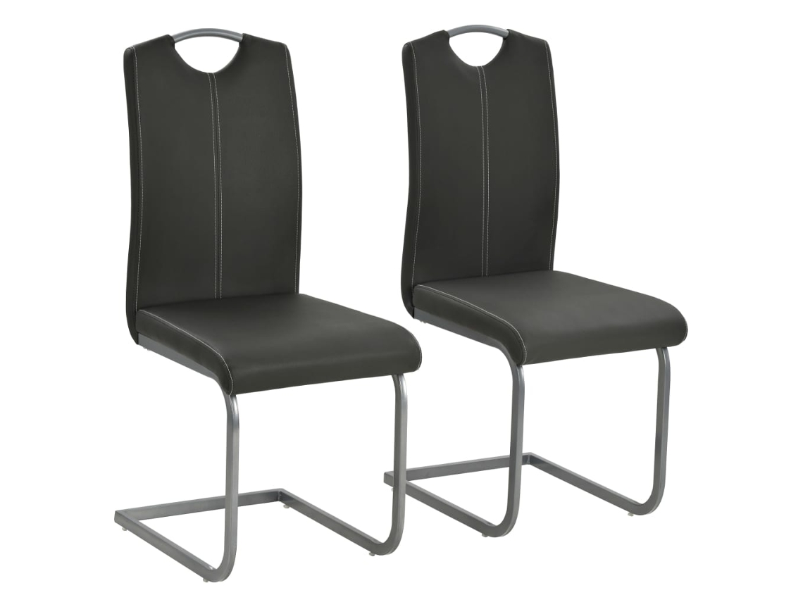 Conjunto 2 Cadeira de sala VIDAXL Cinzeto Couro Artificial