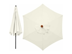 Cobertura Substituta para Guarda-Sol de Pátio, 3 Metros de Diâmetro, Cobertura Hexagonal com 6 Braços, Braços Reforçados, À Prova de Água, UV Pro