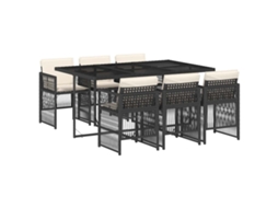 Conjunto de 7 Jantar para Jardim com Almofadões Vime Pe Preto MAISON EXCLUSIVE