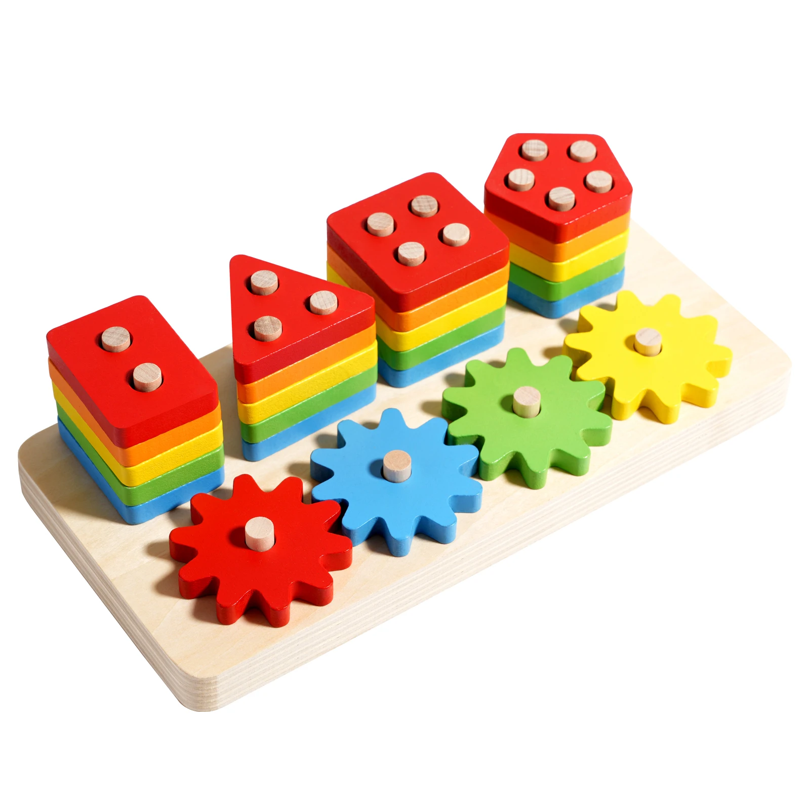 Brinquedo Montessori De Madeira Para Encaixar E Empilhar