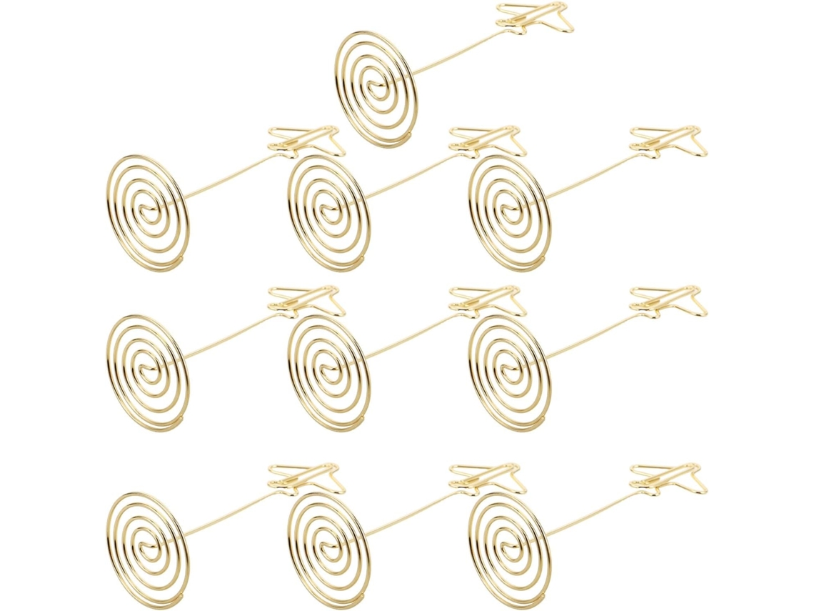 Porta Retratos Formato Avião Metal Dourado Conjunto 10 Unidades Resistente Elegante Cartões Ideal Casamentos GOKOCO