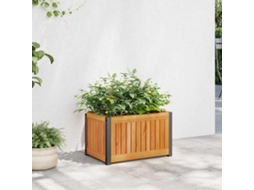 Vidaxl Vaso/floreira De Jardim 45x30x27,5 Cm Acácia Maciça E Aço