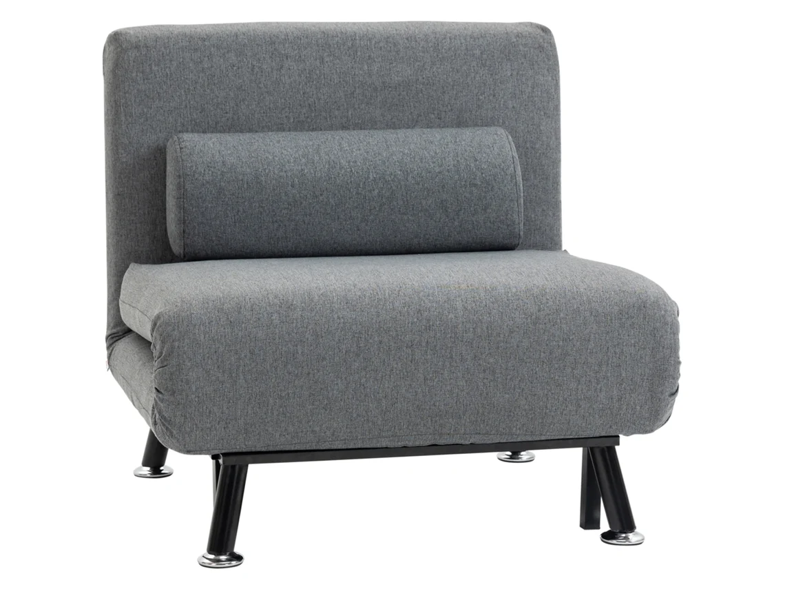 Sofá-cama Dobrável Com Função Cama, Encosto Ajustável, Cinza Escuro.