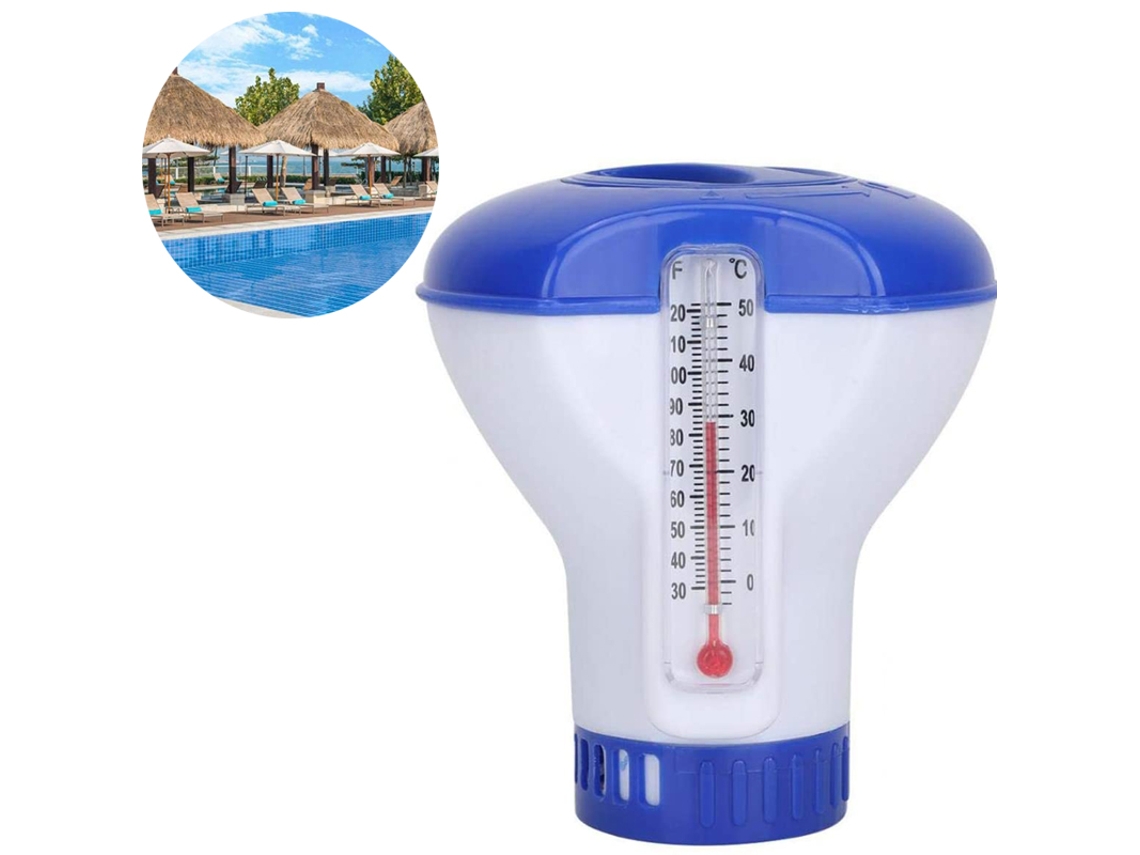 Flutuador De Dosagem De Cloro Com Termómetro Para Piscinas Azul