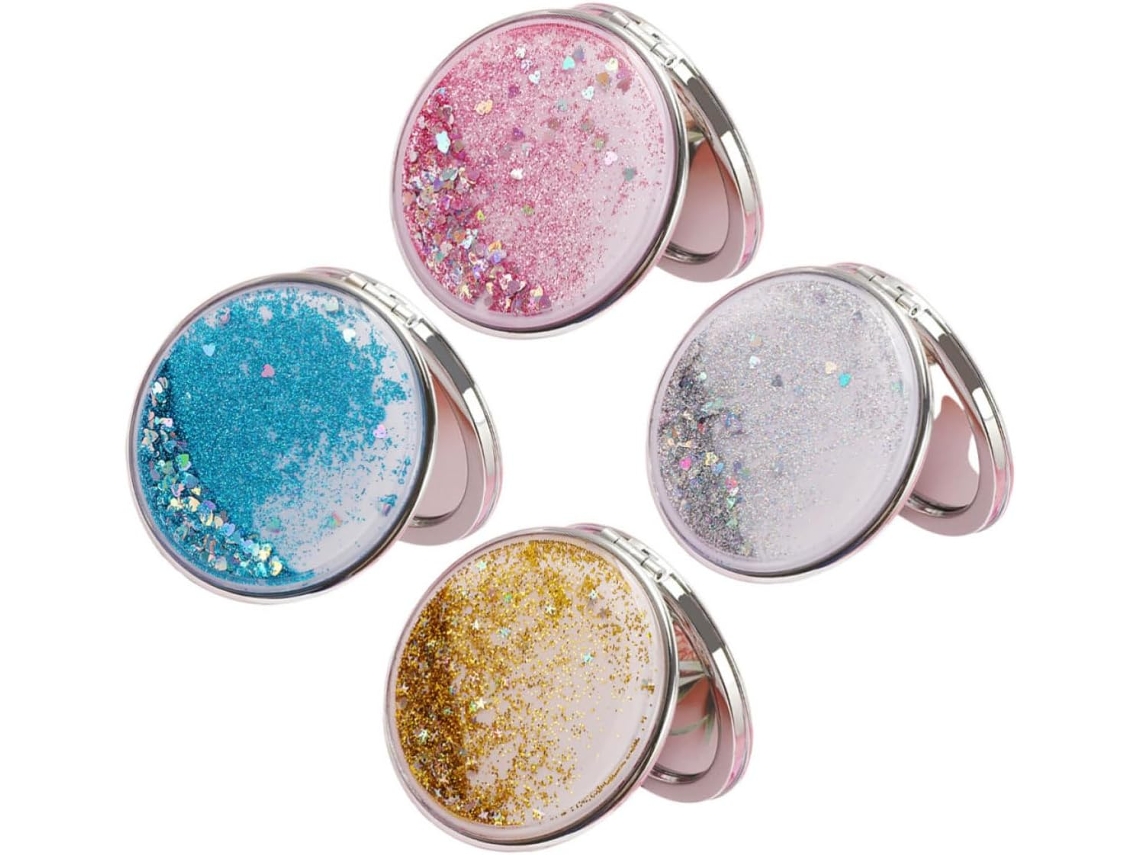 Espelhos De Bolso Dupla Face, Espelho Prateado, Conjunto De 4, Adoráveis Em Abs