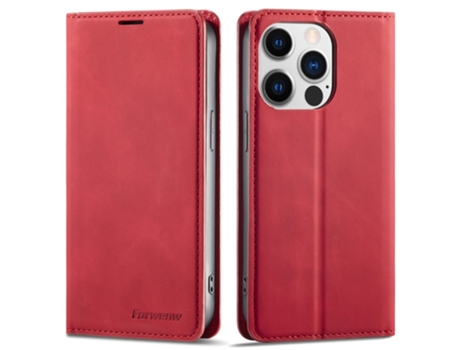Capa Quedas Para Iphone 14 Pro Max Forwenw Pele Sintética Vermelho