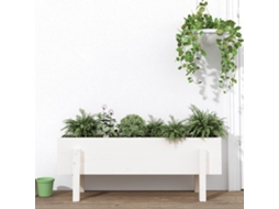 Vidaxl Canteiro Elevado De Jardim 101x30x38 Cm Pinho Maciço Branco