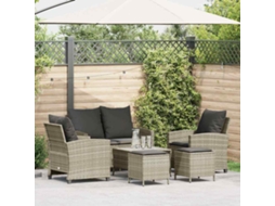 Vidaxl 6 Pcs Conj. Sofás Jardim Com Almofadões Vime Pe Cinzento-claro