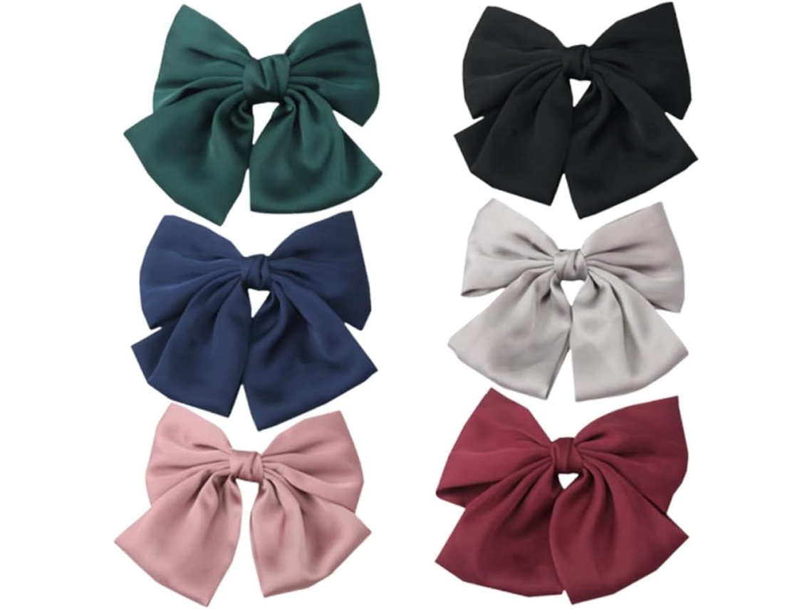 Conjunto De 6 Presilhas De Cabelo Com Laço, Elegantes E Adoráveis.