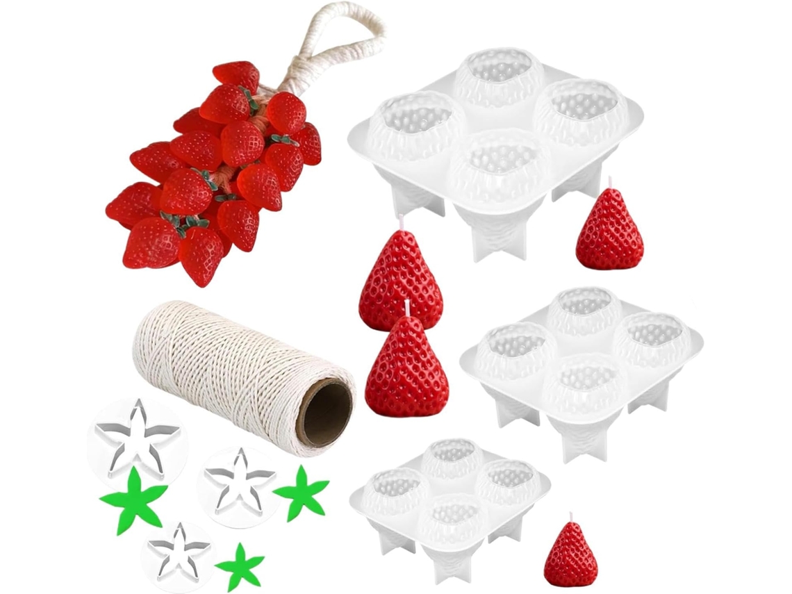 Molde de Silicone 3d para Morango Sabonete Chocolate, Projetos Diy, Gesso, Decoração, Resina, CHABERLU