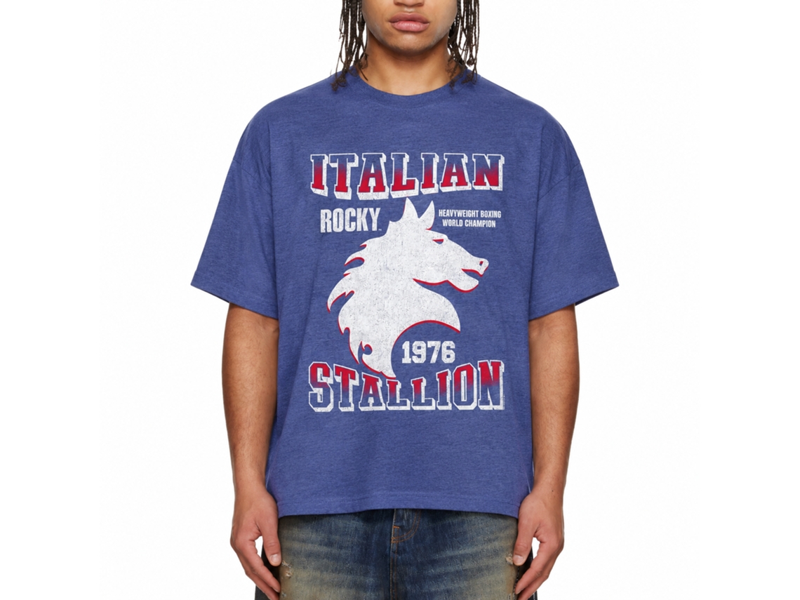 Rockinstone Rocky Movie Stallion Heather Royal Adult T-shirt Size:xxxl