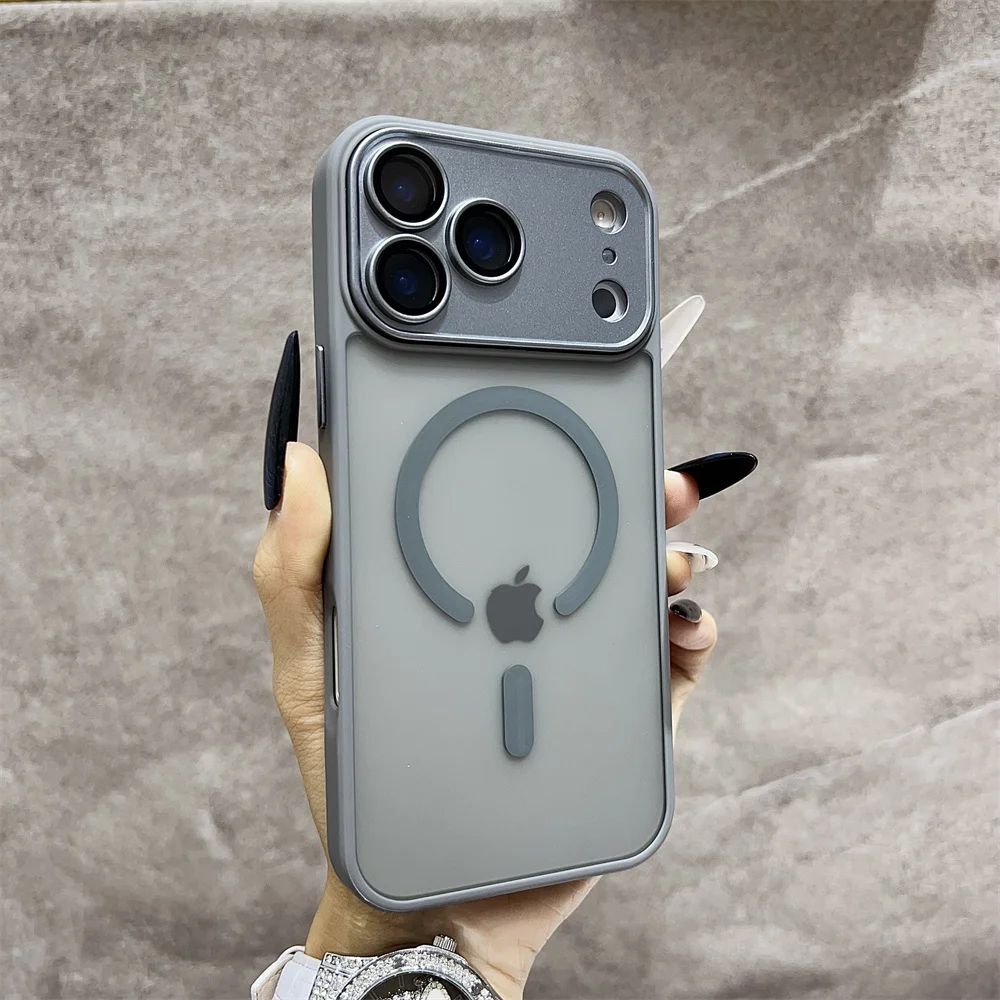 Capa Transparente Para Iphone 17 Pro, Cinza, Com Carregamento Sem Fio E Compatível Com Magsafe.