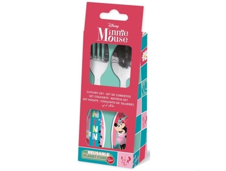 Vitrine Argentier Vaisselier Tataway Disney Conjunto De 2 Talheres Rosas Para Meninas Em Aço Inoxidável Minnie Com Pontas Arredondadas