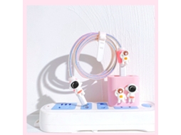 Capa Protetora Astronauta Carregadores 18w 2w Rosa 4 Peças