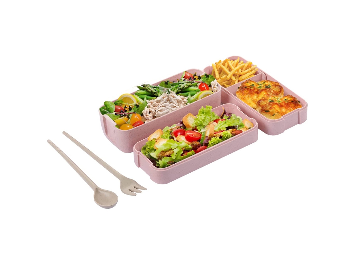Caixa de Almoço para Adultos e Crianças 3 em 1 Compartment Container Segurança no Micro-Ondas NEVEANCE