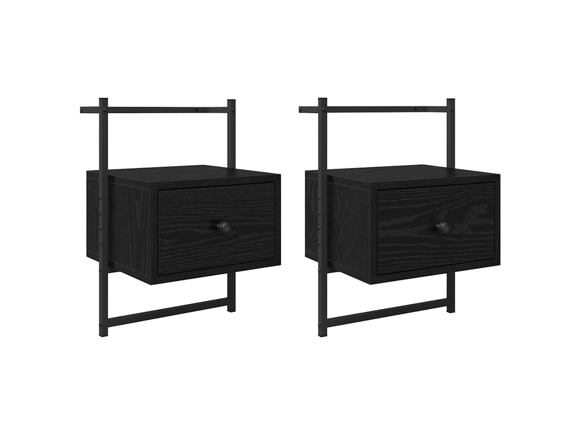 Conjunto de Armários de Cabeceira 2 Pcs Carvalho Preto 35x30x51 cm MAISON EXCLUSIVE
