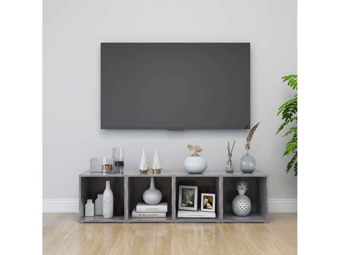 Vidaxl Móveis de Tv 4 Pcs Derivados de Madeira Cinzento Cimento