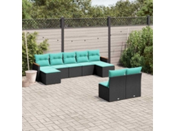 Conjunto de Sofá de Jardim com 8 Peças e Almofadas em Rattan Sintético Cinza VIDAXL