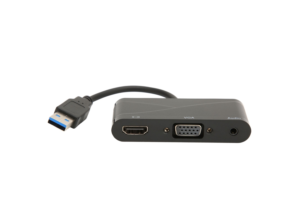 2026zentro-adaptador Usb 3.0 Para Vga E Hd 2 Em 1 Preto 1080p 60hz 5gbps Para Reuniões E Entretenimento