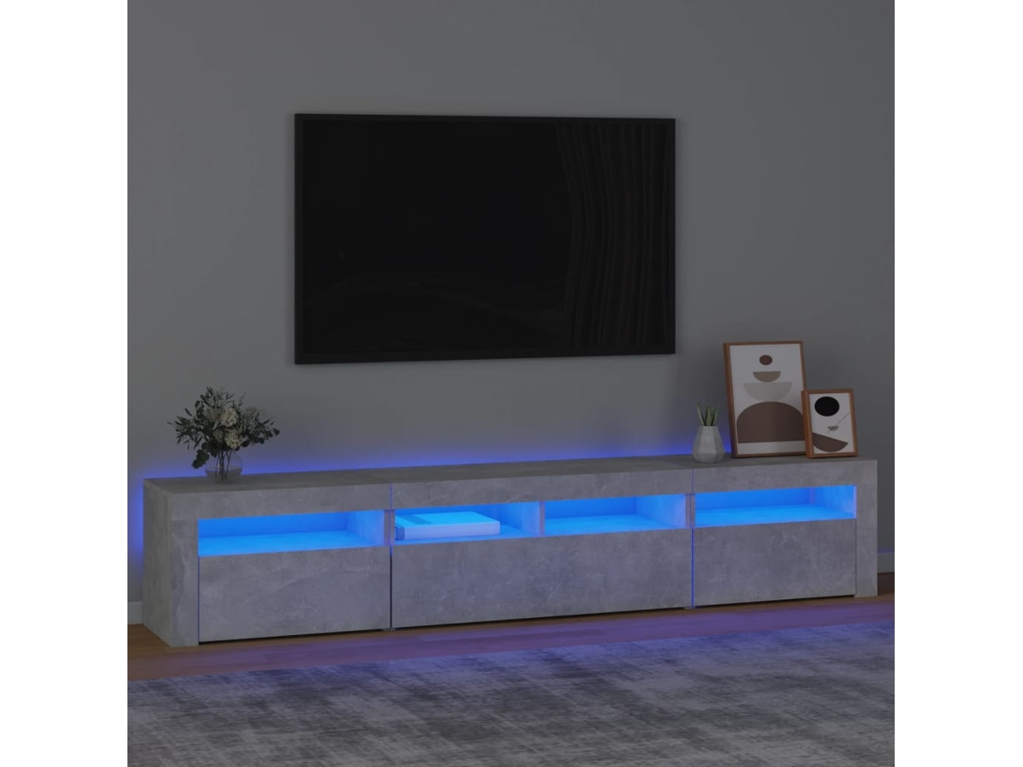 Vidaxl Móvel De Tv Com Luzes Led 210x35x40 Cm Cinzento Cimento