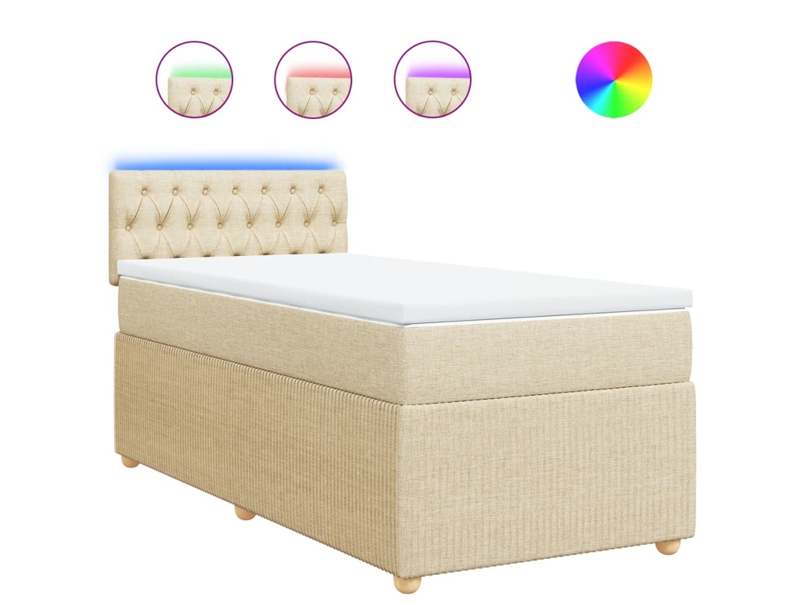 Box Spring Bed, Box Spring Beds Vidaxl Creme Tecido (100 X 200 Cm)