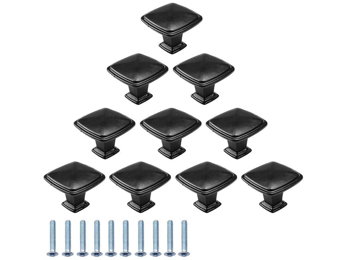 Perillas de móvel LINJOU, quadradas, liga de alumínio, 30mm, pretas