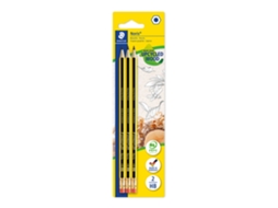 Lápis de Grafite STAEDTLER Noris 122, Minas Hb, Corpo Hexagonal Amarelo e Preto, Embalagem 3 Unidades