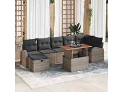 Vidaxl Conjunto De Sofá De Jardim 8 Unid. Cinzeto Vime Pe